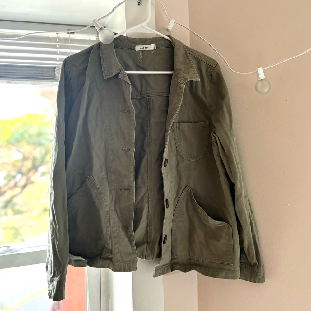 Faded Green Khaki Overshirt / Shacket / Utility Jacket / Outer Layer